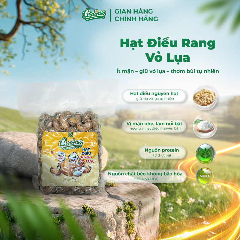 Hạt điều rang vỏ lụa 475g